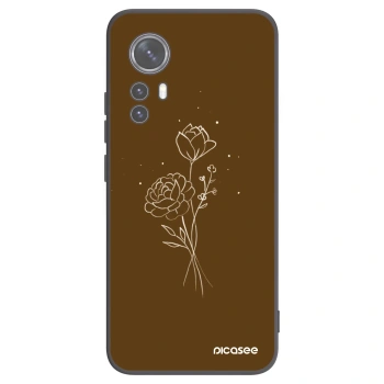 Picasee husă neagră din silicon pentru Xiaomi 12X - Brown flowers