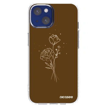 Picasee husă transparentă din silicon pentru Apple iPhone 14 - Brown flowers