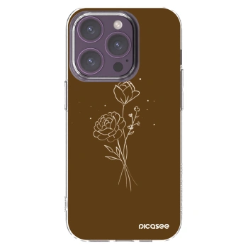 Picasee husă transparentă din silicon pentru Apple iPhone 14 Pro - Brown flowers