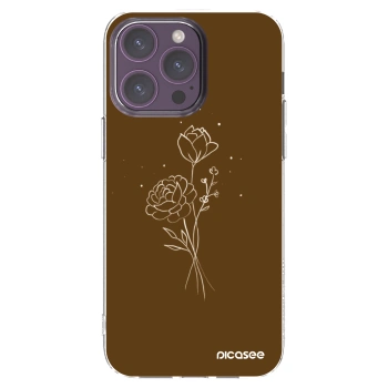 Picasee husă transparentă din silicon pentru Apple iPhone 14 Pro Max - Brown flowers