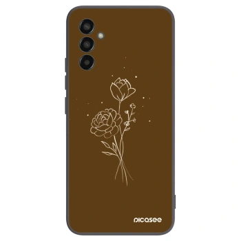Picasee husă neagră din silicon pentru Samsung Galaxy M13 M135F - Brown flowers