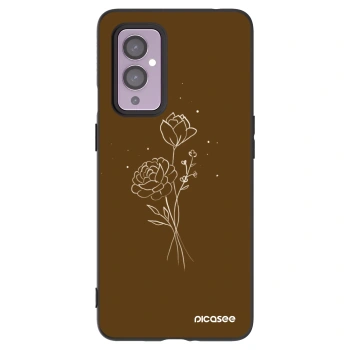 Picasee husă neagră din silicon pentru OnePlus 9 - Brown flowers