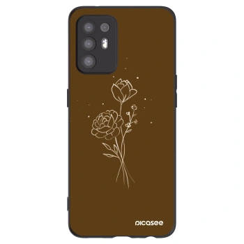 Picasee husă neagră din silicon pentru OPPO A94 5G - Brown flowers