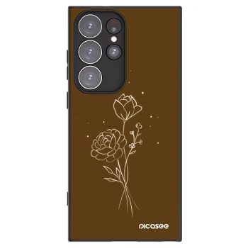 Picasee husă neagră din silicon pentru Samsung Galaxy S23 Ultra 5G - Brown flowers