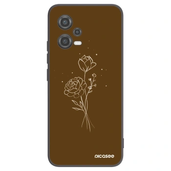 Picasee husă neagră din silicon pentru Xiaomi Poco X5 - Brown flowers