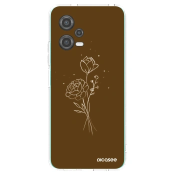 Picasee husă transparentă din silicon pentru Xiaomi Poco X5 - Brown flowers