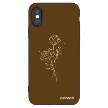 Picasee husă neagră din silicon pentru Apple iPhone X/XS - Brown flowers