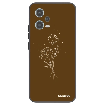 Picasee husă neagră din silicon pentru Xiaomi Redmi Note 12 5G - Brown flowers