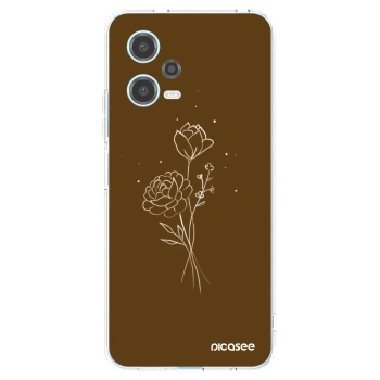 Picasee husă transparentă din silicon pentru Xiaomi Redmi Note 12 5G - Brown flowers