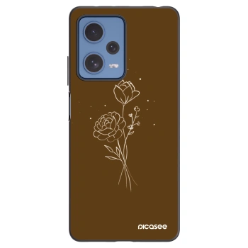 Picasee husă neagră din silicon pentru Xiaomi Redmi Note 12 Pro 5G - Brown flowers