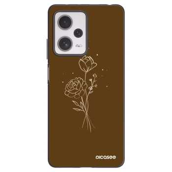 Picasee husă neagră din silicon pentru Xiaomi Redmi Note 12 Pro+ 5G - Brown flowers