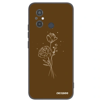 Picasee husă neagră din silicon pentru Xiaomi Redmi 12C - Brown flowers
