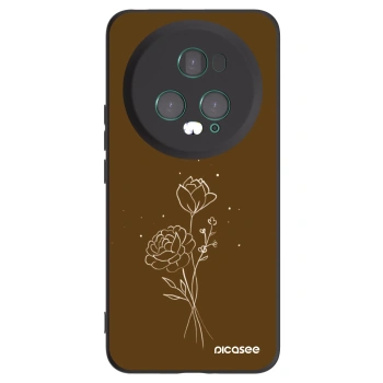 Picasee husă neagră din silicon pentru Honor Magic5 Pro - Brown flowers