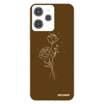 Picasee husă transparentă din silicon pentru Xiaomi Redmi 12 4G - Brown flowers