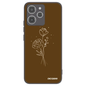 Picasee husă neagră din silicon pentru Xiaomi Redmi 12 4G - Brown flowers