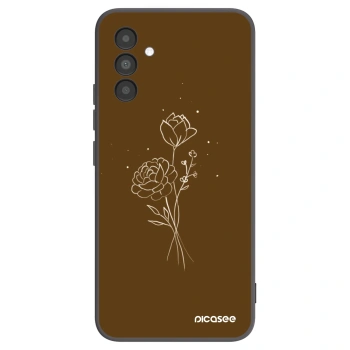 Picasee husă neagră din silicon pentru Samsung Galaxy A04s A047F - Brown flowers