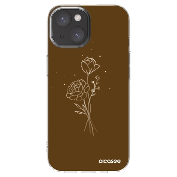Picasee husă transparentă din silicon pentru Apple iPhone 15 - Brown flowers