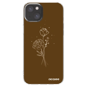 Picasee husă transparentă din silicon pentru Apple iPhone 15 Plus - Brown flowers