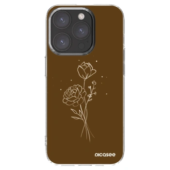 Picasee husă transparentă din silicon pentru Apple iPhone 15 Pro - Brown flowers