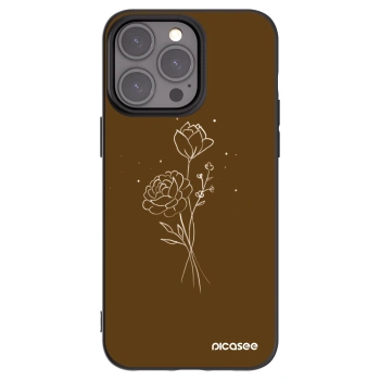 Picasee husă neagră din silicon pentru Apple iPhone 15 Pro Max - Brown flowers