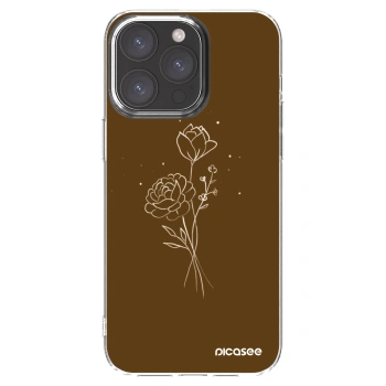 Picasee husă transparentă din silicon pentru Apple iPhone 15 Pro Max - Brown flowers
