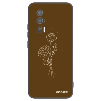 Picasee husă neagră din silicon pentru Xiaomi Poco F5 Pro 5G - Brown flowers