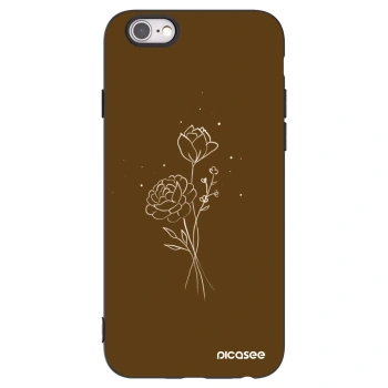 Picasee husă neagră din silicon pentru Apple iPhone 6/6S - Brown flowers