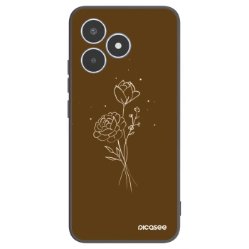 Picasee husă neagră din silicon pentru Realme C53 - Brown flowers