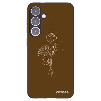 Picasee husă neagră din silicon pentru Samsung Galaxy S24+ S926B 5G - Brown flowers