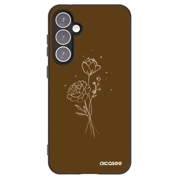 Picasee husă neagră din silicon pentru Samsung Galaxy S23 FE S711B - Brown flowers