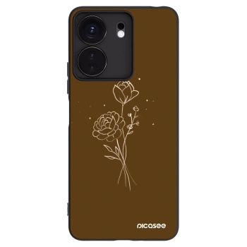 Picasee husă neagră din silicon pentru Xiaomi Redmi 13C 4G - Brown flowers