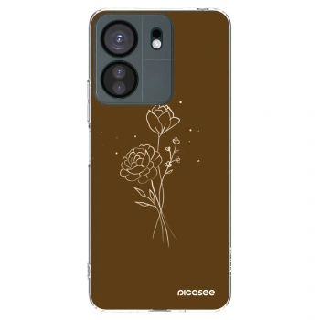 Picasee husă transparentă din silicon pentru Xiaomi Redmi 13C 4G - Brown flowers