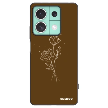Picasee husă neagră din silicon pentru Xiaomi Redmi Note 13 5G - Brown flowers