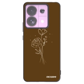 Picasee husă neagră din silicon pentru Xiaomi Redmi Note 13 Pro 5G - Brown flowers
