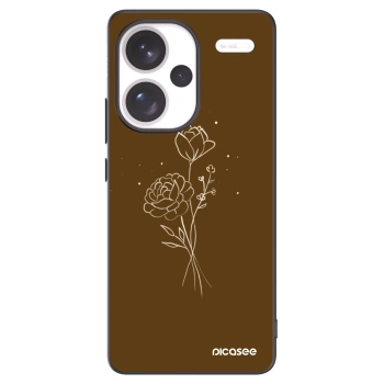 Picasee husă neagră din silicon pentru Xiaomi Redmi Note 13 Pro+ 5G - Brown flowers