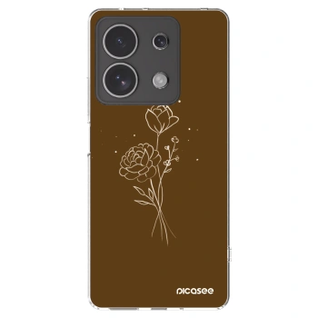 Picasee husă transparentă din silicon pentru Xiaomi Redmi Note 13 4G - Brown flowers
