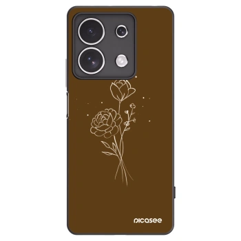 Picasee husă neagră din silicon pentru Xiaomi Redmi Note 13 4G - Brown flowers