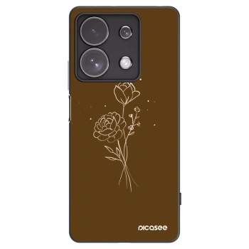 Picasee husă neagră din silicon pentru Xiaomi Redmi Note 13 Pro 4G - Brown flowers