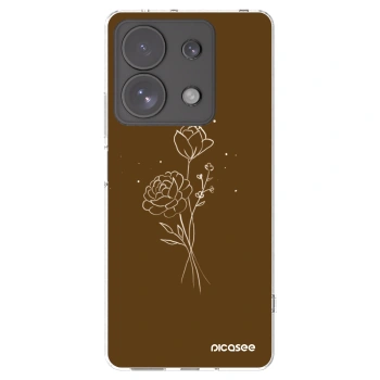 Picasee husă transparentă din silicon pentru Xiaomi Redmi Note 13 Pro 4G - Brown flowers