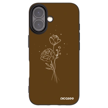 Picasee husă neagră din silicon pentru Apple iPhone 16 - Brown flowers