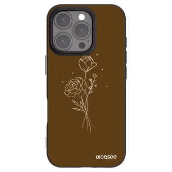 Picasee husă neagră din silicon pentru Apple iPhone 16 Pro - Brown flowers