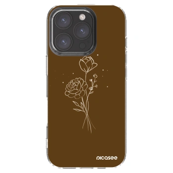 Picasee husă transparentă din silicon pentru Apple iPhone 16 Pro - Brown flowers