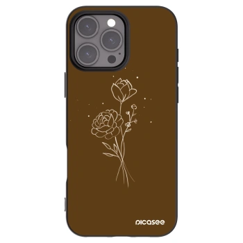 Picasee husă neagră din silicon pentru Apple iPhone 16 Pro Max - Brown flowers