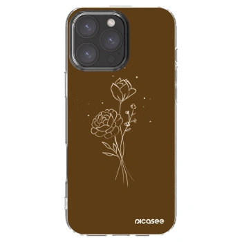 Picasee husă transparentă din silicon pentru Apple iPhone 16 Pro Max - Brown flowers