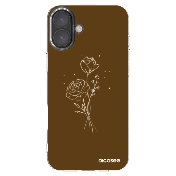 Picasee husă transparentă din silicon pentru Apple iPhone 16 Plus - Brown flowers