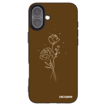 Picasee husă neagră din silicon pentru Apple iPhone 16 Plus - Brown flowers
