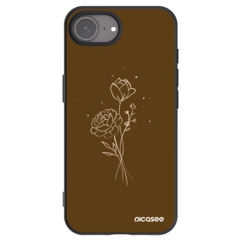 Picasee husă neagră din silicon pentru Apple iPhone 16e - Brown flowers