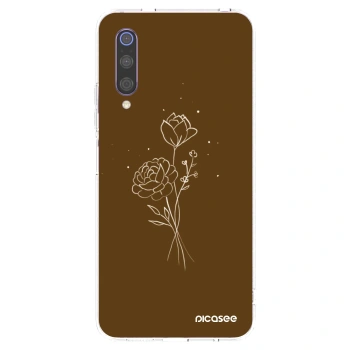Picasee husă transparentă din silicon pentru Xiaomi Mi 9 - Brown flowers