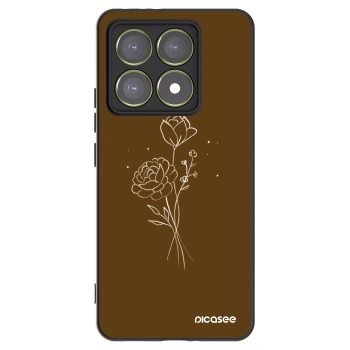 Picasee husă neagră din silicon pentru Xiaomi 14T - Brown flowers