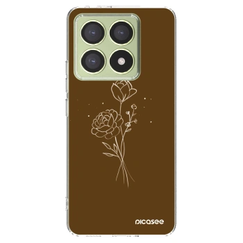 Picasee husă transparentă din silicon pentru Xiaomi 14T - Brown flowers